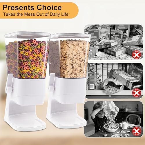 Cereal Dispenser Countertop, Cereal Containers Storage Snack Dispenser for Pantry, 3.2L Dry Food Dispenser for Grains, Nuts, Snack,Oatmeal, Pet food, White, 1Pc - Image 7