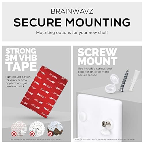 BRAINWAVZ 4” Small Floating Shelf, Adhesive & Screw in, for Bluetooth Speakers, Cameras, Plants, Toys, Books & More, Easy to Install Shelves Wall Mount (White) - Image 7