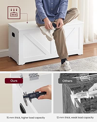 VASAGLE Storage Chest with 2 Safety Hinges, 15.7 x 39.4 x 18.1 Inches - Image 6