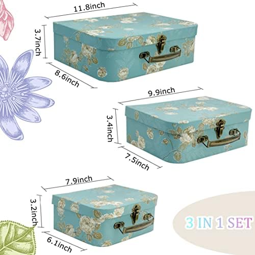 Decorative Box Set - 3 Storage Boxes with Lids, Keepsake & Trinket Boxes, Mini Luggage Gift Box, Vintage Suitcases Home Decoration - Image 7
