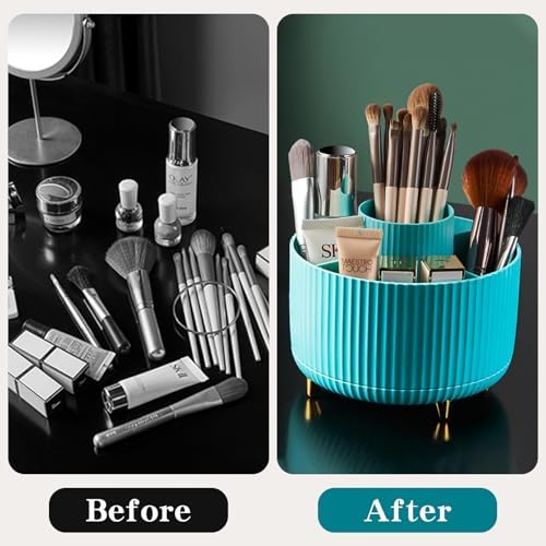 fanado 360° Rotate Makeup Brush Holder Organizer, Makeup Organizers Countertop, Makeup organization and Skincare Storage with Gift Box Packing for Vanity, Desktop, Bathroom (Blue) - Image 7