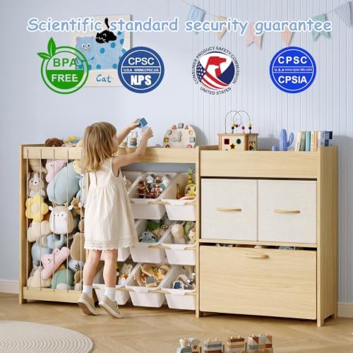 EXPERLAM 5-in-1 Toy Storage Organizer, Plush Holder, 9 Bins, Toy Chest - Image 6