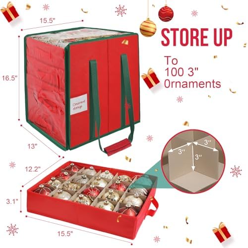 Christmas Ornament Storage Box,5 Tier Holds Up to 100-3” Holiday Décor - Image 6