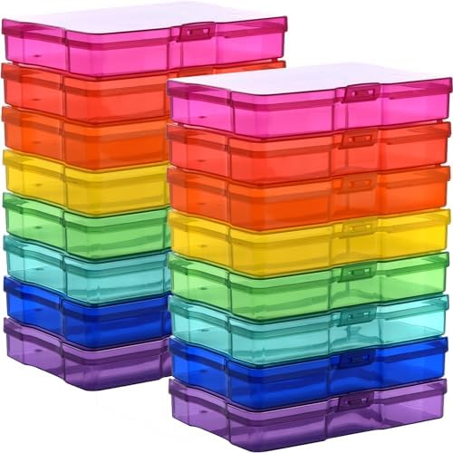 ALINK Photo Storage Box with Handle, 4" x 6" Photo Organizer Storage Container with 16 Inner Case and 1 Sheet Blank Labels for Pictures, Arts, Crafts, Sewing, Seeds, Office Supplies - Colored - Image 6