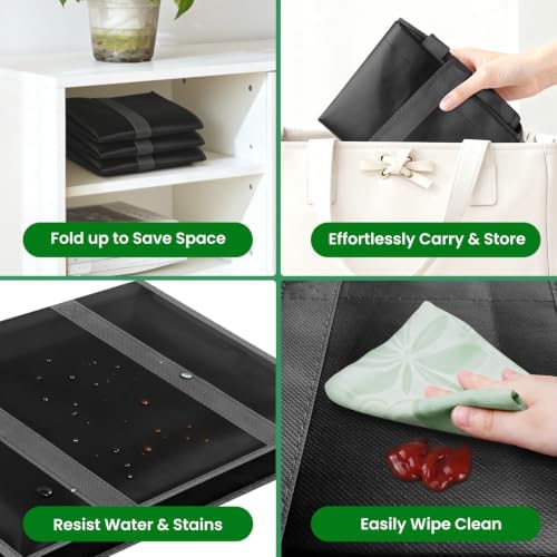 Reusable Grocery Bags for Shopping with Long Handles, 3 Pack, Black - Image 7