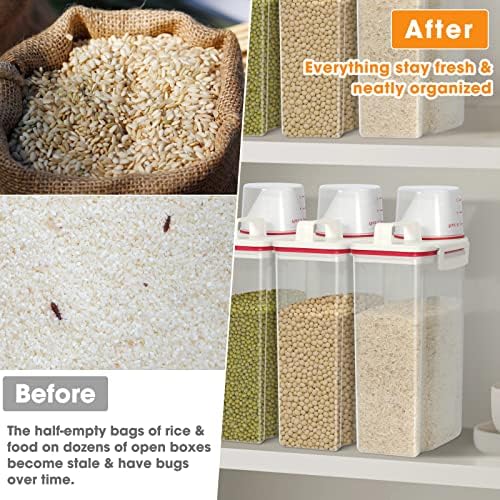 TBMax 2 Pack Rice Storage Containers 4 Lbs, Small Rice Dispenser with Measuring Cup, Cereal Containers Flour Bin, Kitchen Food Storage Container and Pantry Organizers, Pet Dog Cat Food Dispenser - Image 7
