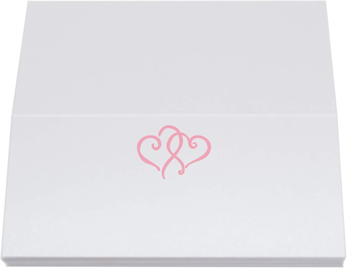 Linked Hearts Place Cards, Pink (Choose Color), Set of 25, Pre-cut and Scored - Wedding, Party, Dinner, and Special Events - Made in the USA