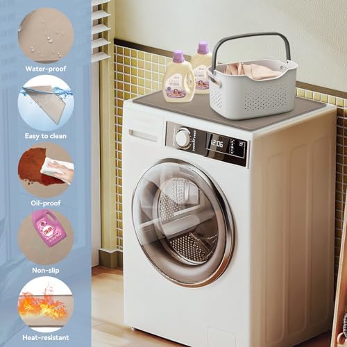 Garolue Washer and Dryer Covers for the Top, 23.6'' x 19.7'' Silicone Rubber Mat for Laudry Machine & Dryer,Non-slip Heavy Duty Waterproof Washable Top Protector Mat Pad for Laundry & Kitchen,Apricot - Image 6