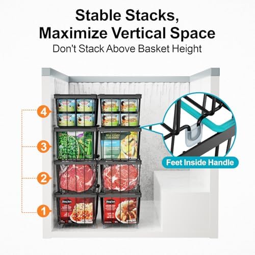 iSPECLE Freezer Organizer Bins - Small Storage Baskets for 7 Cu.Ft, 4 Pack - Image 6
