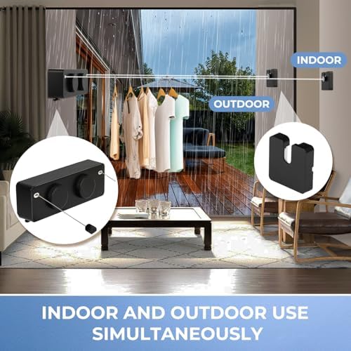 Retractable Clothesline Indoor Outside Heavy-Duty, Upgrade 304 Double Stainless Steel Shower Room Clothes line, Fit Rv Balcony Courtyards Indoor Drying Rack Clothesline, 13.8ft - Image 6