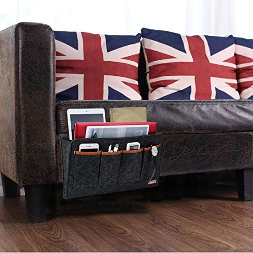 Zafit Bedside Caddy, 7 Pockets Large Size Bedside Organizer Caddy for Magazine Remotes Phone (17.3'' x 18.1'', Dark Grey) - Image 7
