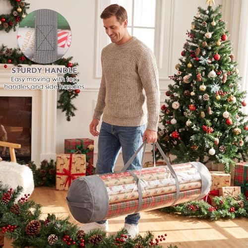 Christmas Wrapping Paper Organizer, 41" Gift Wrapping Paper Storage Gray - Image 6