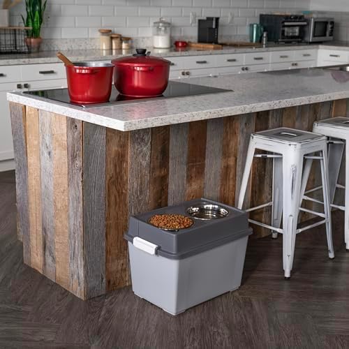 IRIS USA Elevated Dog Bowls 15" H, up to 47 lb Storage, Gray/Dark Gray - Image 7