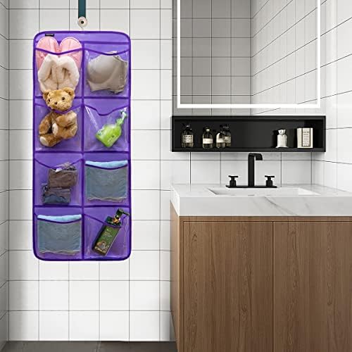 Dual-Sided Hanging Closet Organizer for Socks Underwear Bra Kids Storage Organizer for Baby Clothes Toddler Shoes with 26 Pockets (Purple-Clear Pockets) - Image 6