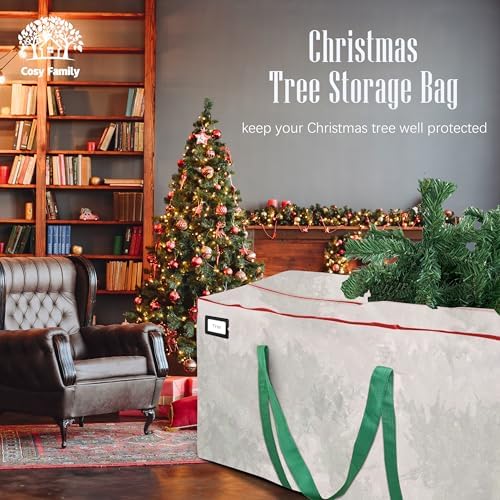 Cosy Family 7.5 ft Christmas Tree Storage Bag - Durable Heavy Duty Extra Large Artificial Xmas Holiday Tree Bag with Reinforced Handles and Dual Zippers Wide Opening - Clear - Image 7
