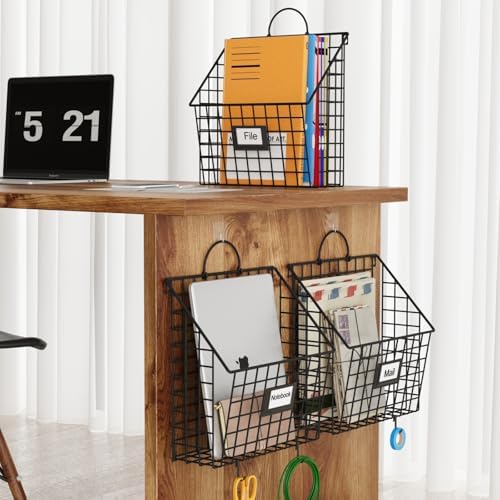 3 Packs Hanging Wall File Organizer with Hooks, Magazine Rack ,Mail Basket - Image 7