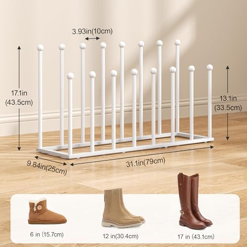 Freestanding Boot Rack, Shoe Storage Organizer Fit for 8 Pairs, White - Image 7