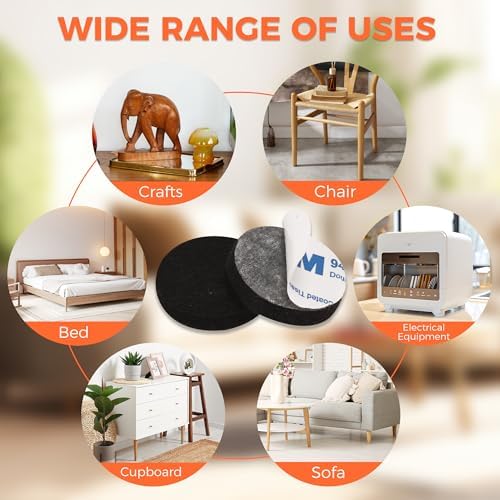 Felt Furniture Pads 120 PCS, 1 inch Round, Black - Image 7