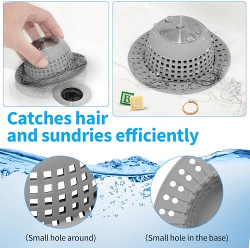 Aluvor Shower Drain Hair Catcher Bathtub Drain Cover Sink Drain Protector - Image 6