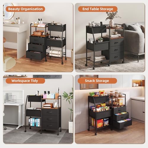 Somdot Baby Diaper Caddy Organizer, 3-Tier Rolling Cart with Drawers - Image 7