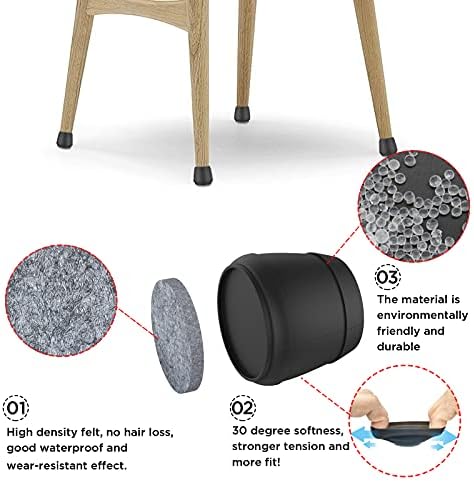 Extra Large Chair Leg Floor Protectors, (Fit: 1.84-2.36" Black). - Image 6