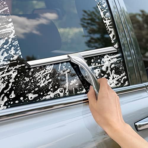 All-Purpose Stainless Steel Shower Squeegee for Shower Glass Door with 2 Adhesive Hooks, Bathroom Cleaner Tool Household Window Mirror Squeegee , Cleaning Tile Wall, Car, 10 Inch Silver - Image 6