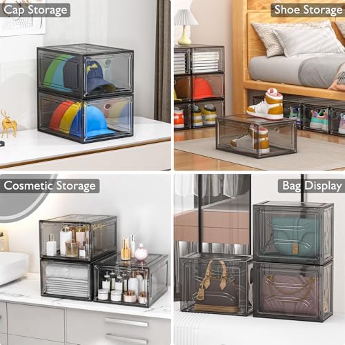 Large Thick Clear Shoe Organizer, Magnetic Door Stackable Shoe Storage Box - Image 6