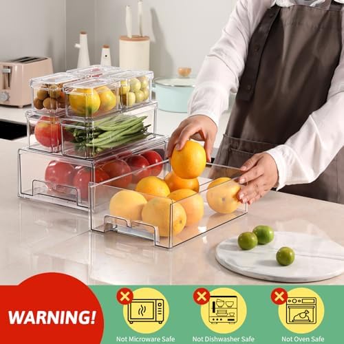 damynuo 14 Pack Clear Fridge Organizer with Lids and Refrigerator Drawers - Image 6