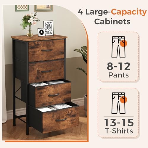Sweetcrispy 4 Drawer Dresser, Tall Storage Cabinet for Bedroom and Closet - Image 6
