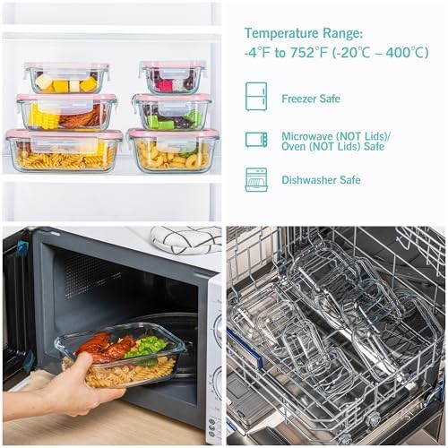 Vtopmart 8 Pack Glass Food Storage Containers with Lids Pink - Image 6