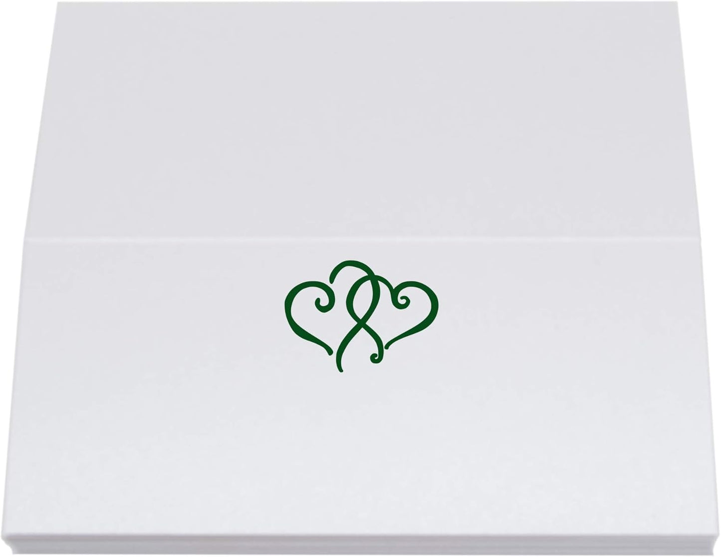 Linked Hearts Place Cards, Hunter Green (Choose Color), Set of 150, Pre-cut and Scored - Wedding, Party, Dinner, and Special Events - Made in the USA