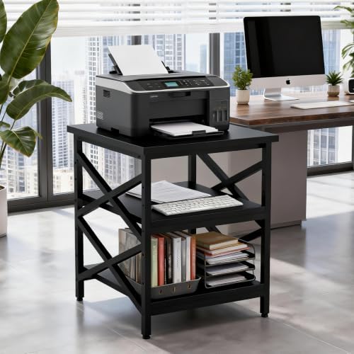 23.6"x23.6" Large Printer Stand with Adjustable Storage Shelf - Image 7