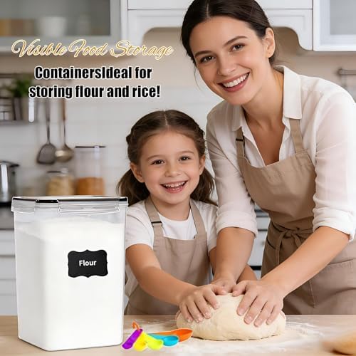 4pc 6.5L Large Airtight Plastic Canisters with Lids, Cups & Labels - Image 7