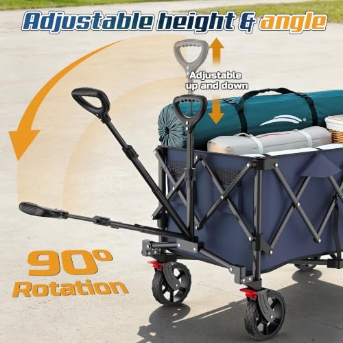 Wagons Carts Foldable,Collapsible Wagon with Wheels,450LBS Heavy Duty Beach Wagon Cart - Image 7
