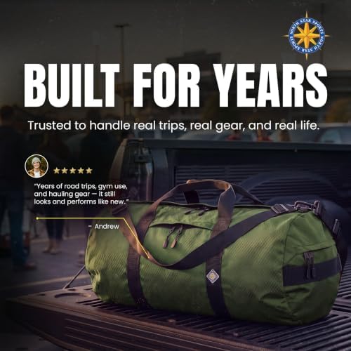 131L Travel Duffle Bag, Heavy Duty Ripstop Gym Weekender Bag, Forest Green - Image 7
