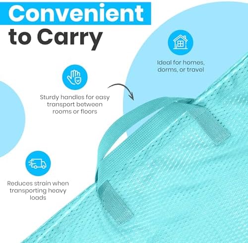 Handy Laundry Mesh XL Laundry Bag 24"x36" 2-Pack with Shoulder Strap, Teal - Image 6