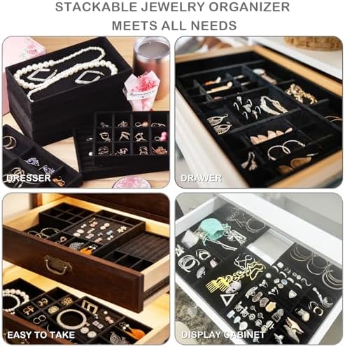 Jewelry Organizer Trays, Velvet Stackable Drawer Inserts 8 Pack - Image 6