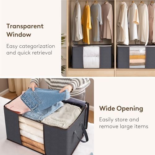 Lifewit 8 Pack 60L Clothes Storage Bins with Lids, Blanket Storage Bags - Image 6