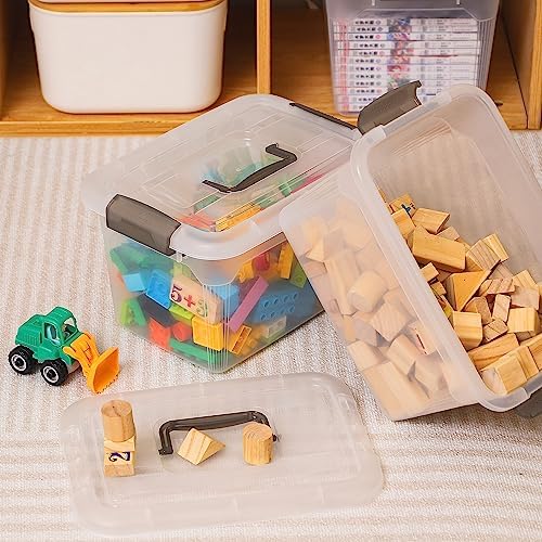 Citylife 6 Packs 8.5 QT Storage Bins with Lids Clear Plastic Bins with Grey Handle Stackable Storage Containers for Organizing - Image 6