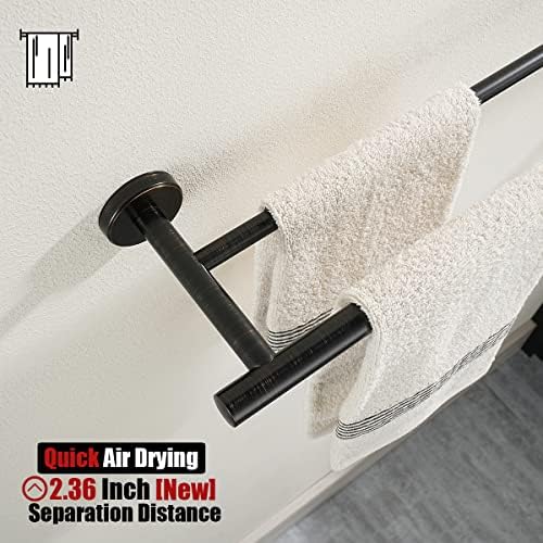 JQK Double Towel Bar Oil Rubbed Bronze, 15 Inch 304 Stainless Steel Thicken 0.8mm Towel Rack Holder for Bathroom Washcloths and Hand Towels, ORB Wall Mount, Useable Length 12 Inch, TB100L12-ORB - Image 6