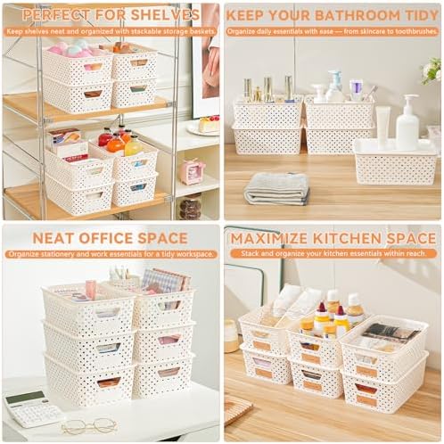 20 Pack Small Plastic Storage Bins with Lids, Stackable Plastic Storage Baskets for Organizing with Handles, Organizer Bins with Labels for Room, Craft, Containers for Pantry Organizers and Storage - Image 7