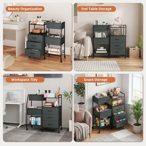 Somdot Baby Diaper Caddy Organizer, 3-Tier Rolling Cart with Drawers - Image 7