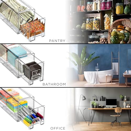 Sorbus Clear Storage Drawers for Refrigerator & Pantry (Small Wide, 4 Pack) - Image 6