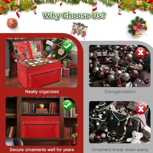 Large Christmas Ornament Storage Box Keeps 72 4" & 3 Individual Trays - Image 7