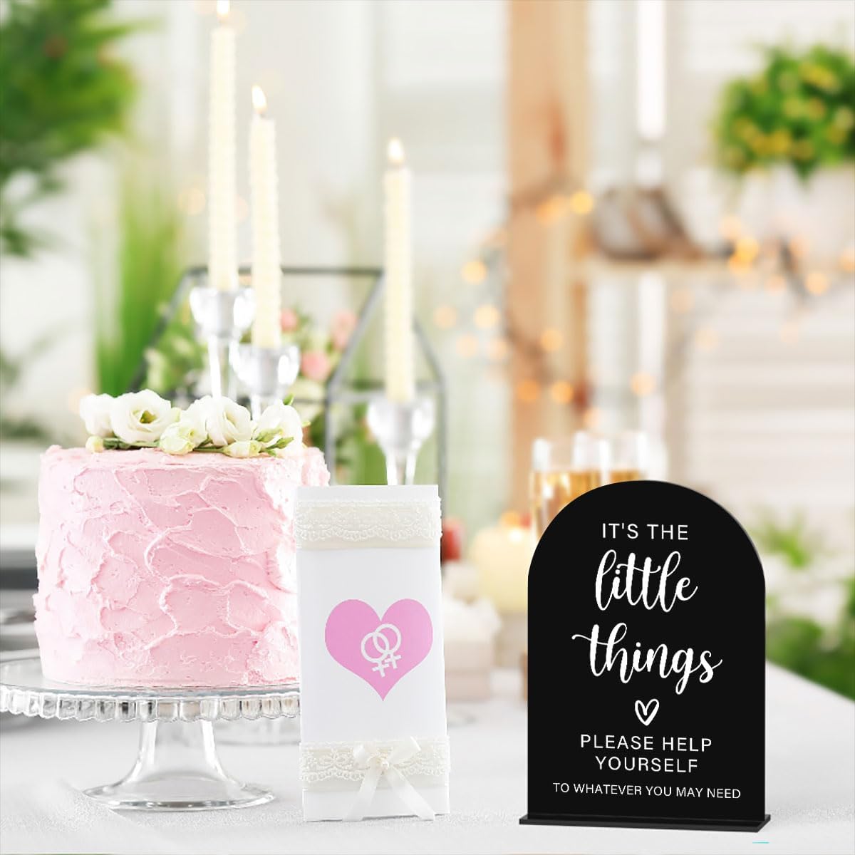 Acrylic Wedding Sign, Bridal Shower Decorations, It's the Little Things Sign for Ceremony, Modern Font Table Signs, Acrylic Table Top Signs for Wedding Reception and Event Party (Black)
