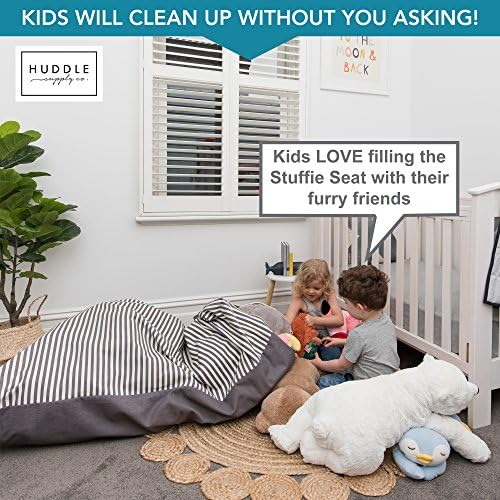 Huddle Original Cover for Stuffed Animal Bean Bag Storage (No Filler) Large Designer Beanbag Chair for Kids & Adults | Instant Stylish Clutter Clear - 100% Cotton Stuffed Animal Storage Chair Grey - Image 7