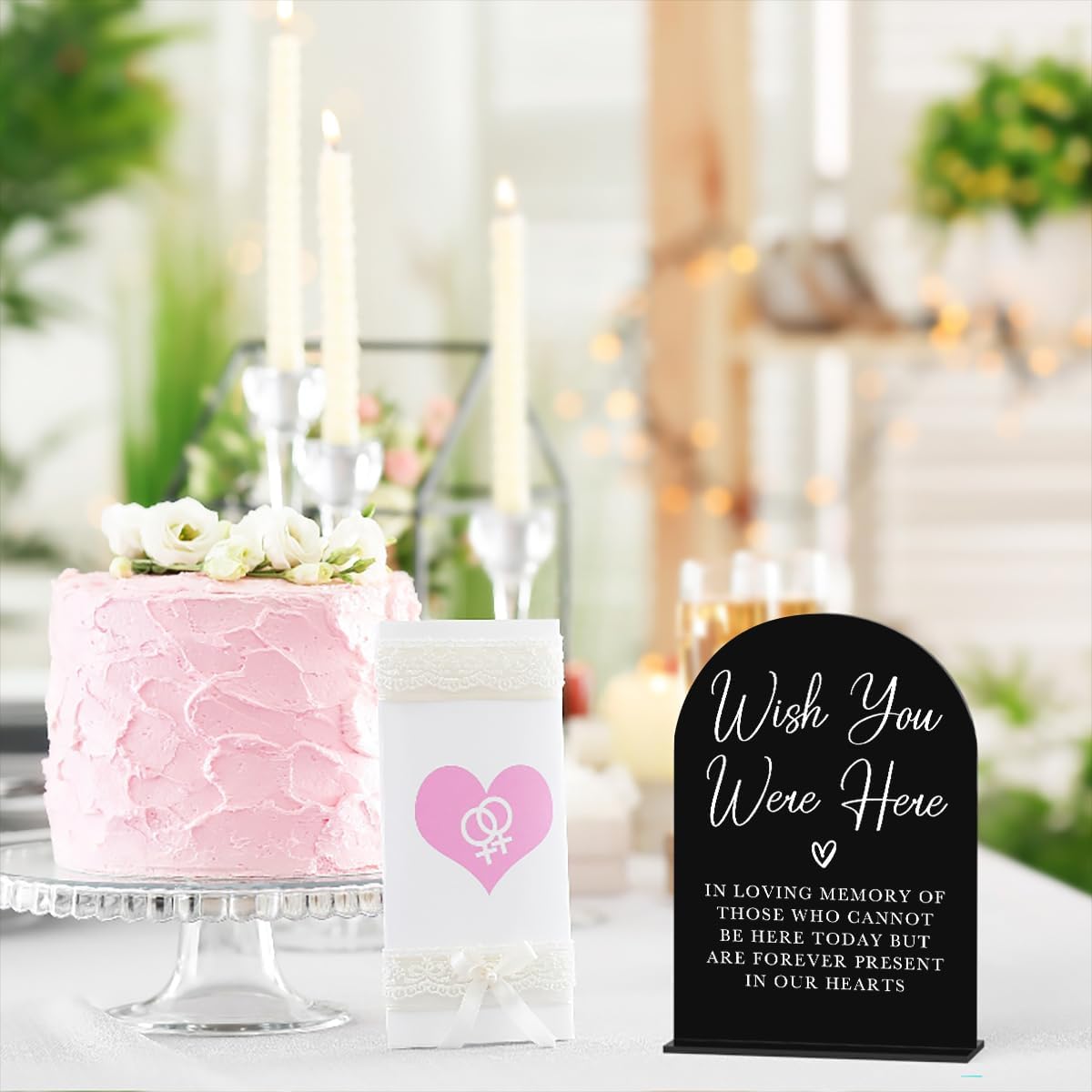 Acrylic Wedding Sign Wedding Signs for Ceremony Wish You Were Here Sign for Wedding Modern Calligraphy Arch Acrylic Table Top Sign for Wedding Reception and Event Party Table(black)