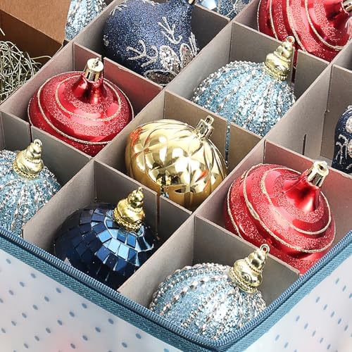Large Christmas Ornament Storage Box With Adjustable Dividers - Plastic Ornament Storage Container For 128 Holiday Ornaments or Decorations - By Hearth & Harbor - Image 7