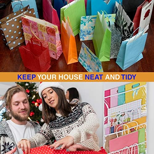 ProPik Hanging Double Sided Gift Bag Storage Organizer with Multiple Front and Back Pockets - Organize Your Gift Wrap, Tissue Paper, and Paper Bags 38 x 16 Inch PVC (White) - Image 7