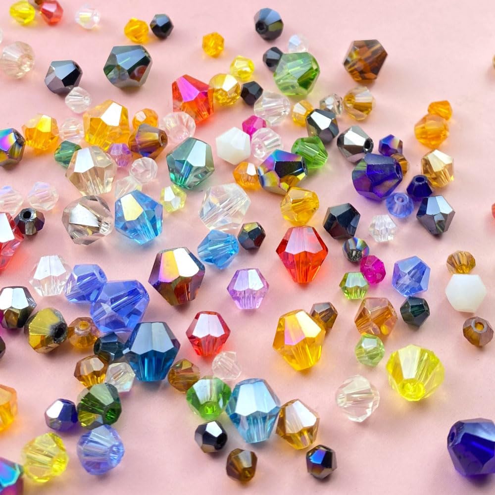 250pcs 6mm Bicone Crystal Glass Beads Loose Spacer Beads Faceted Craft Beads for Jewelry Making DIY Necklace Bracelet Earring Wind Chimes Suncatchers Ornamen(Black AB)
